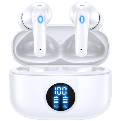 Wireless Earbuds, Bluetooth Headphones V5.4 Stereo Ear Buds with Noise Cancelling Mics, 60H Playback Mini Case with Dual LED Display, IP7 Waterproof In-Ear Earphones for Android Ios